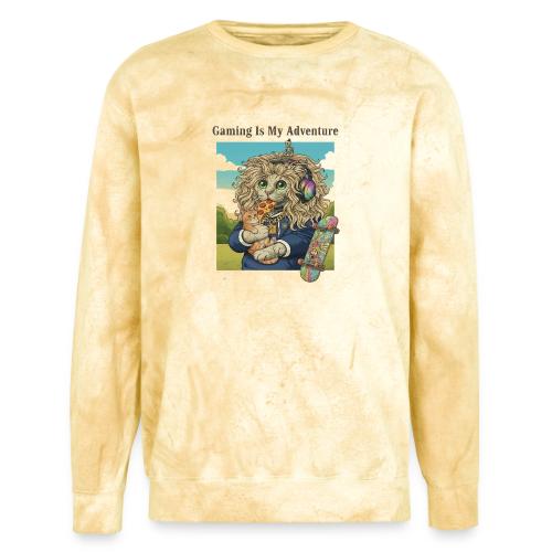 Gaming Cat Adventure: Pizza & Skates - Unisex Colorblast Crewneck Sweatshirt