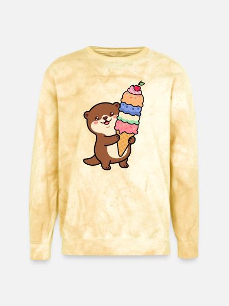Otter Rainbow Ice Cream Cone - Unisex Colorblast Crewneck Sweatshirt - citrine