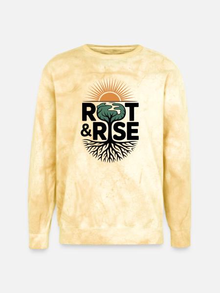 Root & Rise: Sunburst Tree - Unisex Colorblast Crewneck Sweatshirt - citrine