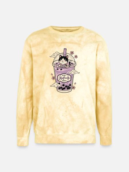 Lavender Boba Cat - Unisex Colorblast Crewneck Sweatshirt - citrine