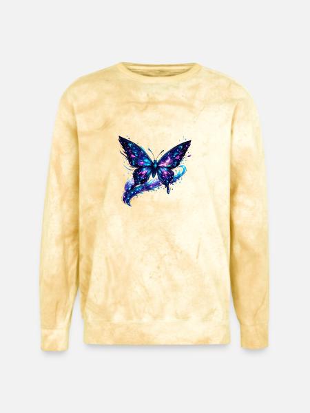Cosmic Nebula Butterfly - Unisex Colorblast Crewneck Sweatshirt - citrine