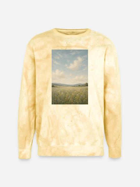 Meadow Bloom Under Wide Sky - Unisex Colorblast Crewneck Sweatshirt - citrine