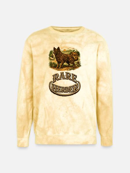 Rare Herder: Rustic Wolfdog Scene - Unisex Colorblast Crewneck Sweatshirt - citrine