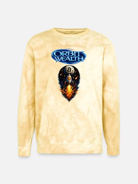 Orbit Wealth Bitcoin Rocket - Unisex Colorblast Crewneck Sweatshirt - citrine