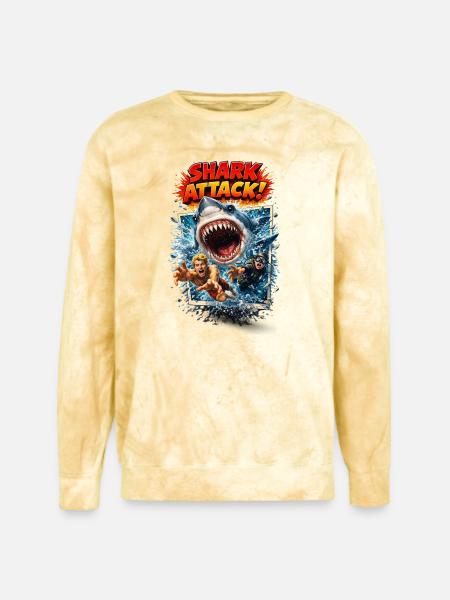 Shark Attack Retro Comic Splash - Unisex Colorblast Crewneck Sweatshirt - citrine