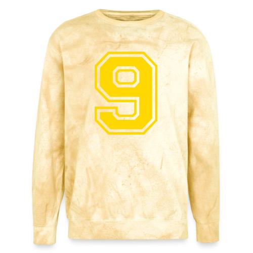 Number 9 in a classic athletic collegiate font - Unisex Colorblast Crewneck Sweatshirt