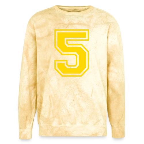 Number 5 in a classic athletic collegiate font - Unisex Colorblast Crewneck Sweatshirt