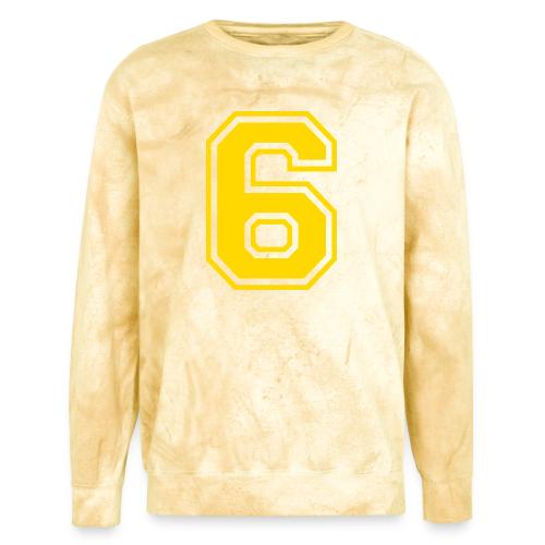 Number 6 in a classic athletic collegiate font - Unisex Colorblast Crewneck Sweatshirt