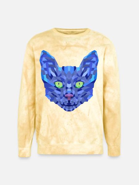Blue cat face - Unisex Colorblast Crewneck Sweatshirt - citrine