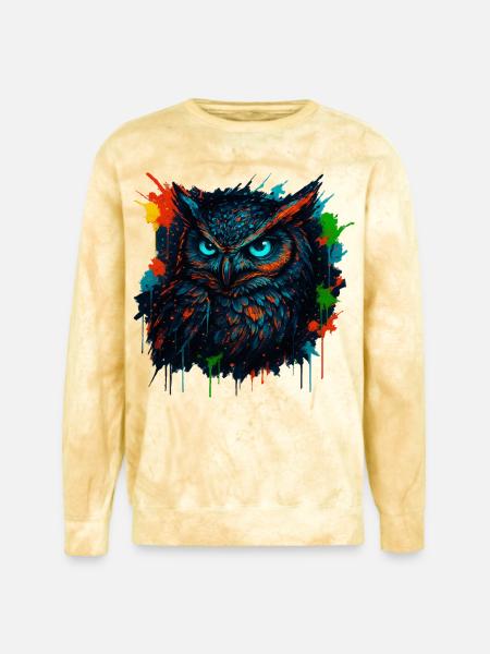Owl Neon Splash - Unisex Colorblast Crewneck Sweatshirt - citrine