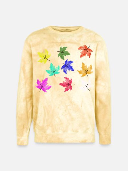 Prismatic Autumn Maple Leaves - Unisex Colorblast Crewneck Sweatshirt - citrine
