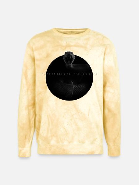 Midnight Coiled Rattlesnake Warning - Unisex Colorblast Crewneck Sweatshirt - citrine