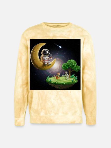 Astronaut on Moonlit Island - Unisex Colorblast Crewneck Sweatshirt - citrine
