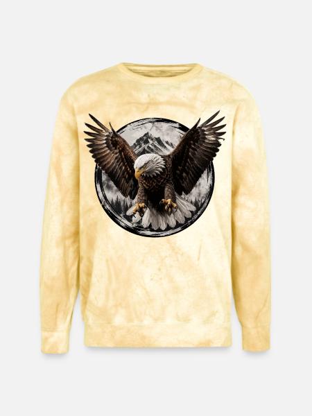 Eagle Over Mountain Circle - Unisex Colorblast Crewneck Sweatshirt - citrine