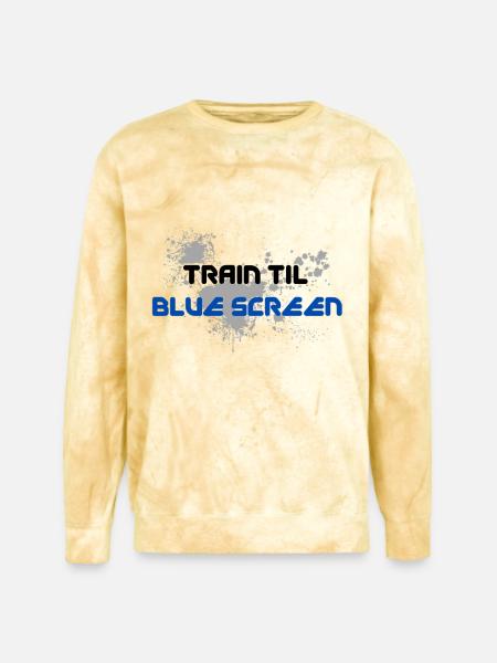 Blue Screen Glitch Splash - Unisex Colorblast Crewneck Sweatshirt - citrine