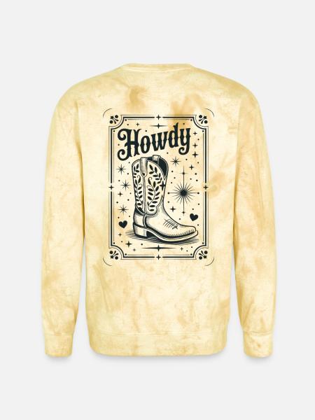 Howdy Boots Western Night - Unisex Colorblast Crewneck Sweatshirt - citrine