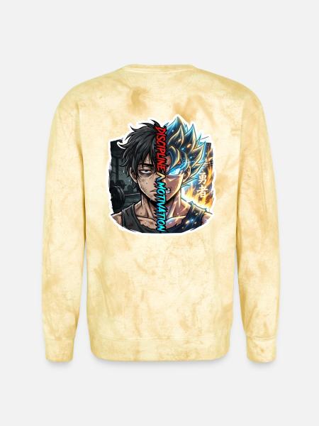 Dual Neon Warrior Split - Unisex Colorblast Crewneck Sweatshirt - citrine
