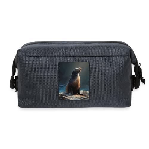 Fur Seal Artistic Shore Portrait Design - Travel Toiletry Bag