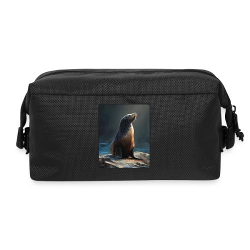 Fur Seal Artistic Shore Portrait Design - Travel Toiletry Bag