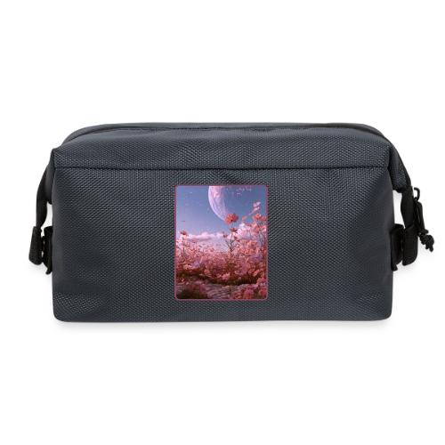Cosmic Moon & Cosmos Flowers Art - Travel Toiletry Bag
