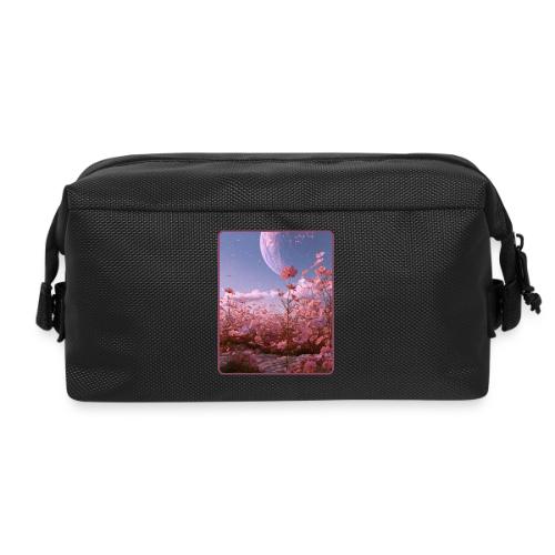 Cosmic Moon & Cosmos Flowers Art - Travel Toiletry Bag