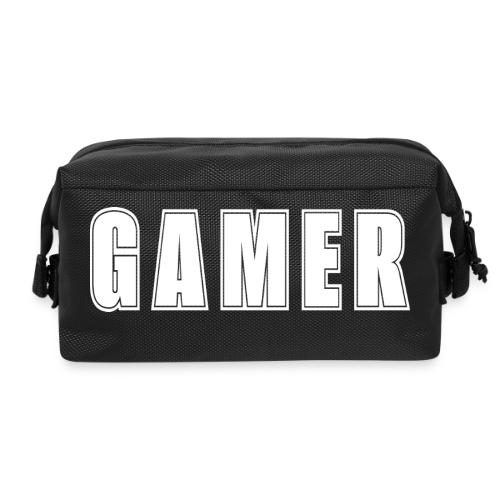 Gamer Collegiate White Text Design - Travel Toiletry Bag