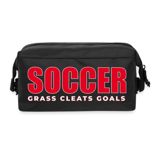 Soccer Grass Cleats Goals Typography Design - Travel Toiletry Bag