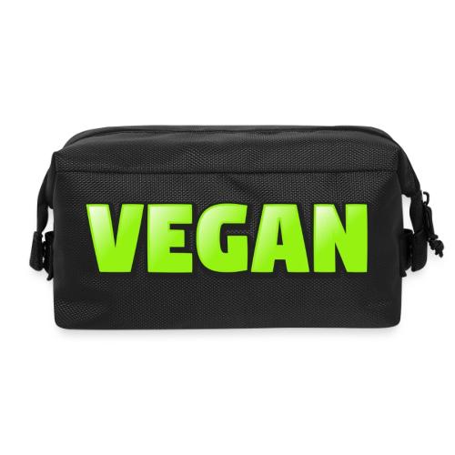 Vegan Bold Green Typography Design - Travel Toiletry Bag