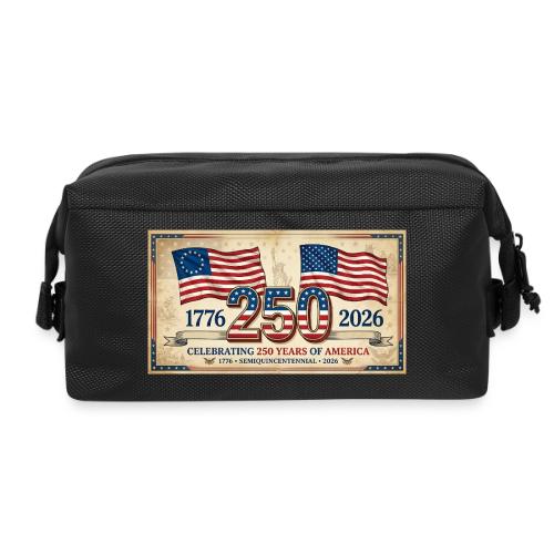 USA 250th Anniversary Flags Emblem - Travel Toiletry Bag