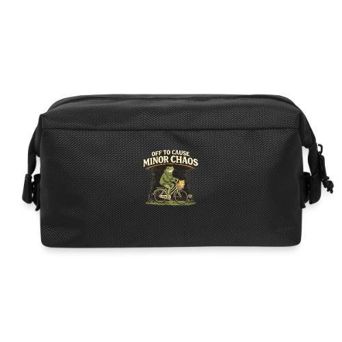 Minor Chaos Vintage Frog and Cat on Bicycle - Travel Toiletry Bag