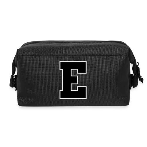Varsity Letter E Collegiate Font Graphic - Travel Toiletry Bag