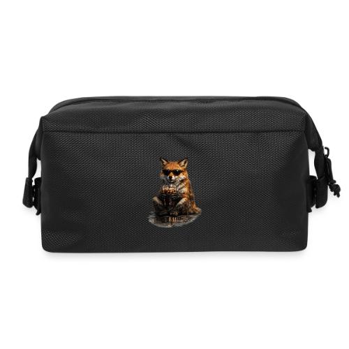 Cool Red Fox Wearing Sunglasses Drinking Coffee - Travel Toiletry Bag