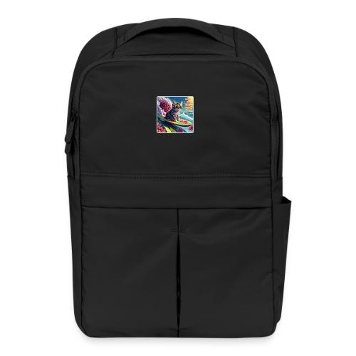 Kitten Surfing A Pink Flower Wave - Matte Backpack