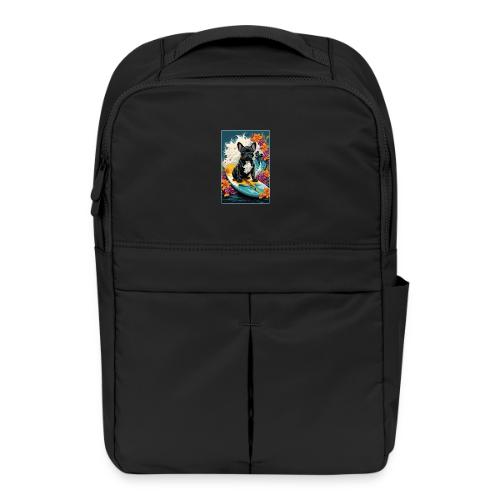 French Bulldog Surfing A Flower Wave - Matte Backpack