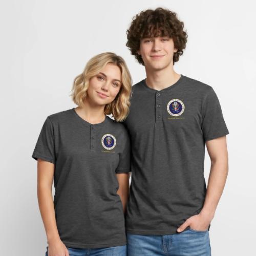 The Peoples Seal w gold url - Unisex Henley T-Shirt