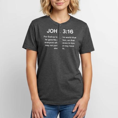 John 3:16 Christian Apparel – White - Unisex Henley T-Shirt