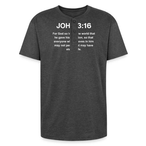 John 3:16 Christian Apparel – White - Unisex Henley T-Shirt