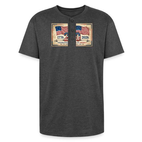 USA 250th Anniversary Flags Emblem - Unisex Henley T-Shirt