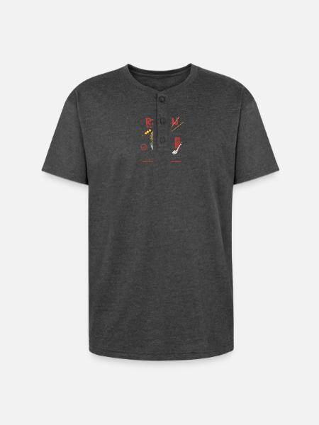 Ramen - Unisex Henley T-Shirt - heather black