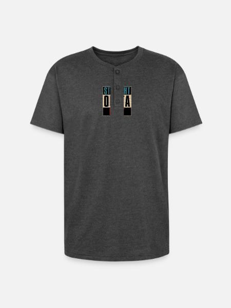 Straight Outta Flint Michigan MI - Unisex Henley T-Shirt - heather black