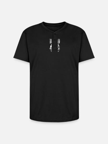 Rodeo Rider Silhouette Badge - Unisex Henley T-Shirt - black