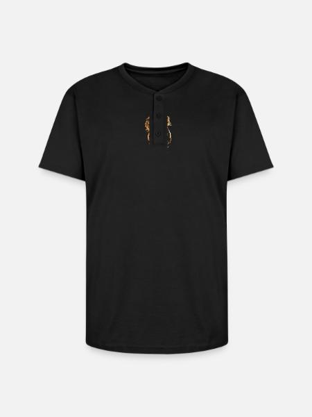 Golden Pup Silhouette Art - Unisex Henley T-Shirt - black