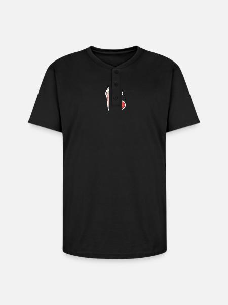 Lychee Bubble Tea Illustration - Unisex Henley T-Shirt - black