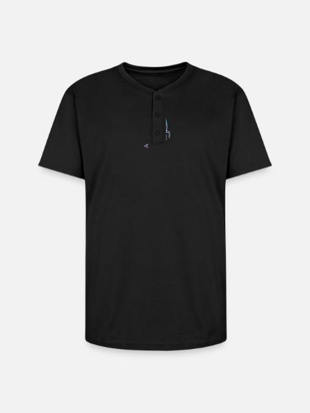 Howling Wolf Calligraffiti - Unisex Henley T-Shirt - black