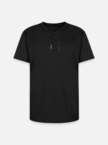Golden horse line art  - Unisex Henley T-Shirt - black
