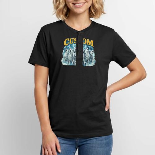 Custom Wolf Pack Howling Moon Vintage Wilderness - Unisex Henley T-Shirt
