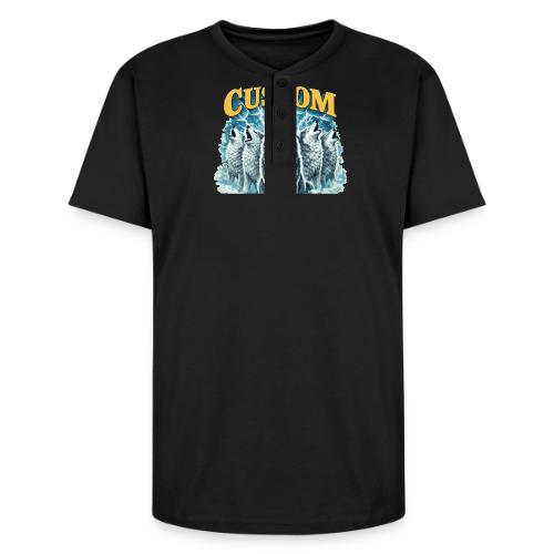 Custom Wolf Pack Howling Moon Vintage Wilderness - Unisex Henley T-Shirt