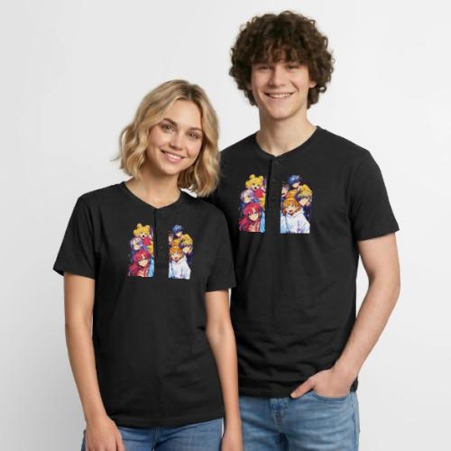 Thrill Rush Anime Squad Streetwear - Unisex Henley T-Shirt