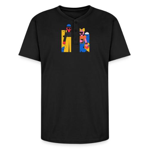 Bold Geometric Duo Pop Art - Unisex Henley T-Shirt