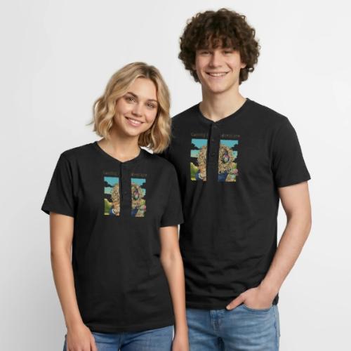 Gaming Cat Adventure: Pizza & Skates - Unisex Henley T-Shirt